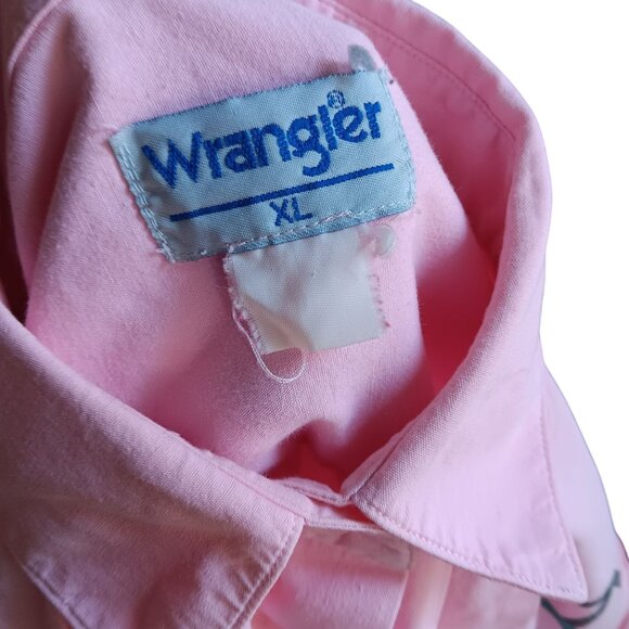 Vintage 80's Wrangler Womens XL Pink Button-Up Shirt Geometric Pattern Design - Picture 6 of 6